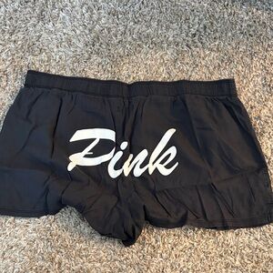 PINK Victoria's Secret Black Lounge Shorts with White Script